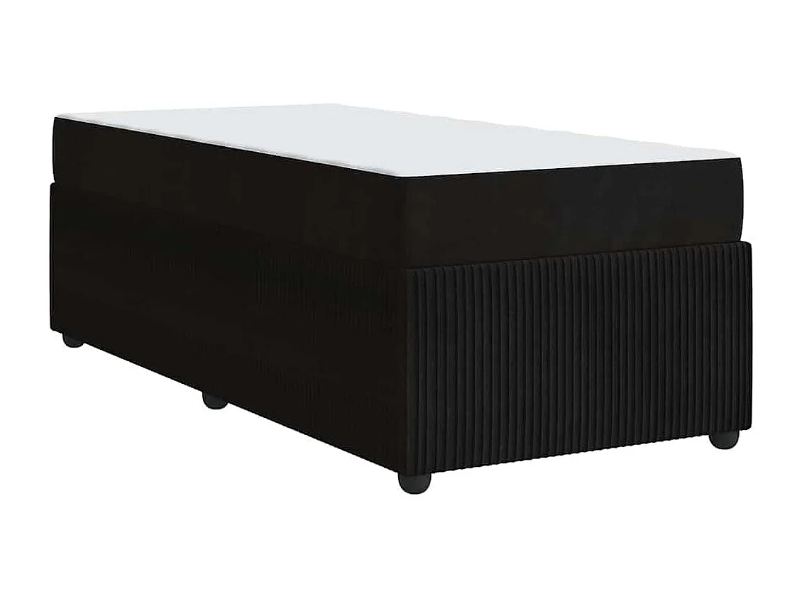 Lit simple | Lit adulte, enfant | Cadre de lit avec matelas Noir 80x200 cm Velours