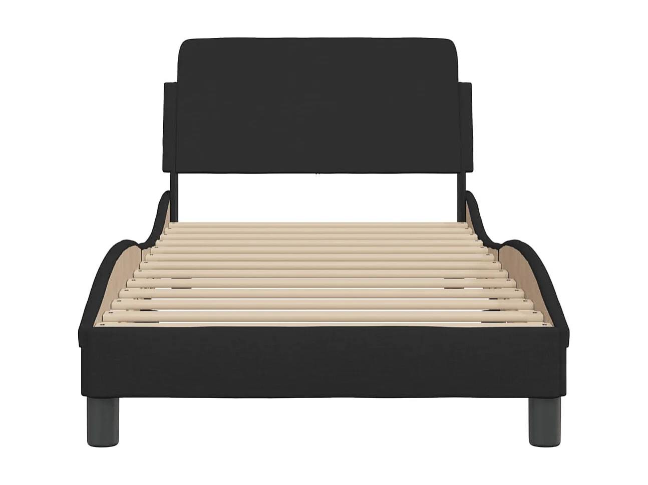 Lit simple | Lit adulte, enfant | Cadre de lit avec tête de lit noir 90x190 cm tissu