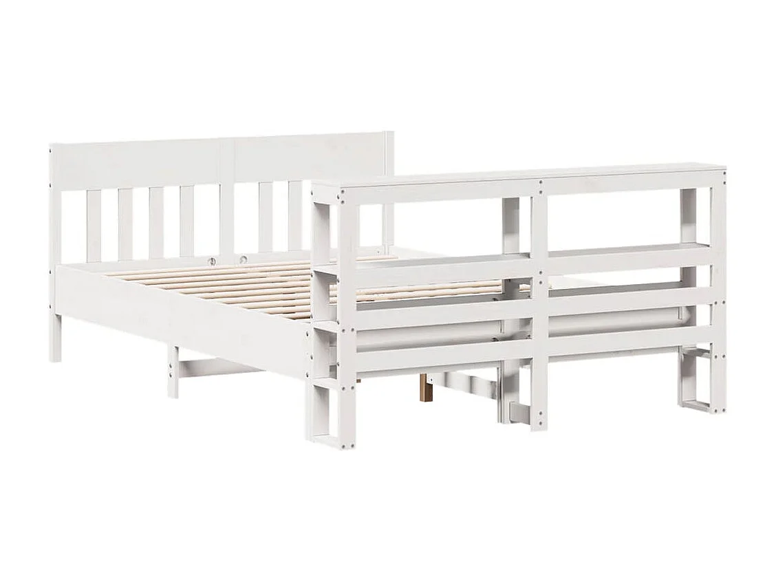 Lit double | Lit adulte | Cadre de lit blanc 140x200 cm bois de pin massif