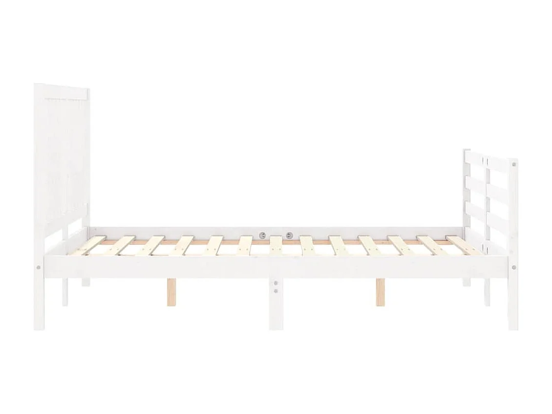 Lit double | Lit adulte | Cadre de lit blanc 140x200 cm bois massif