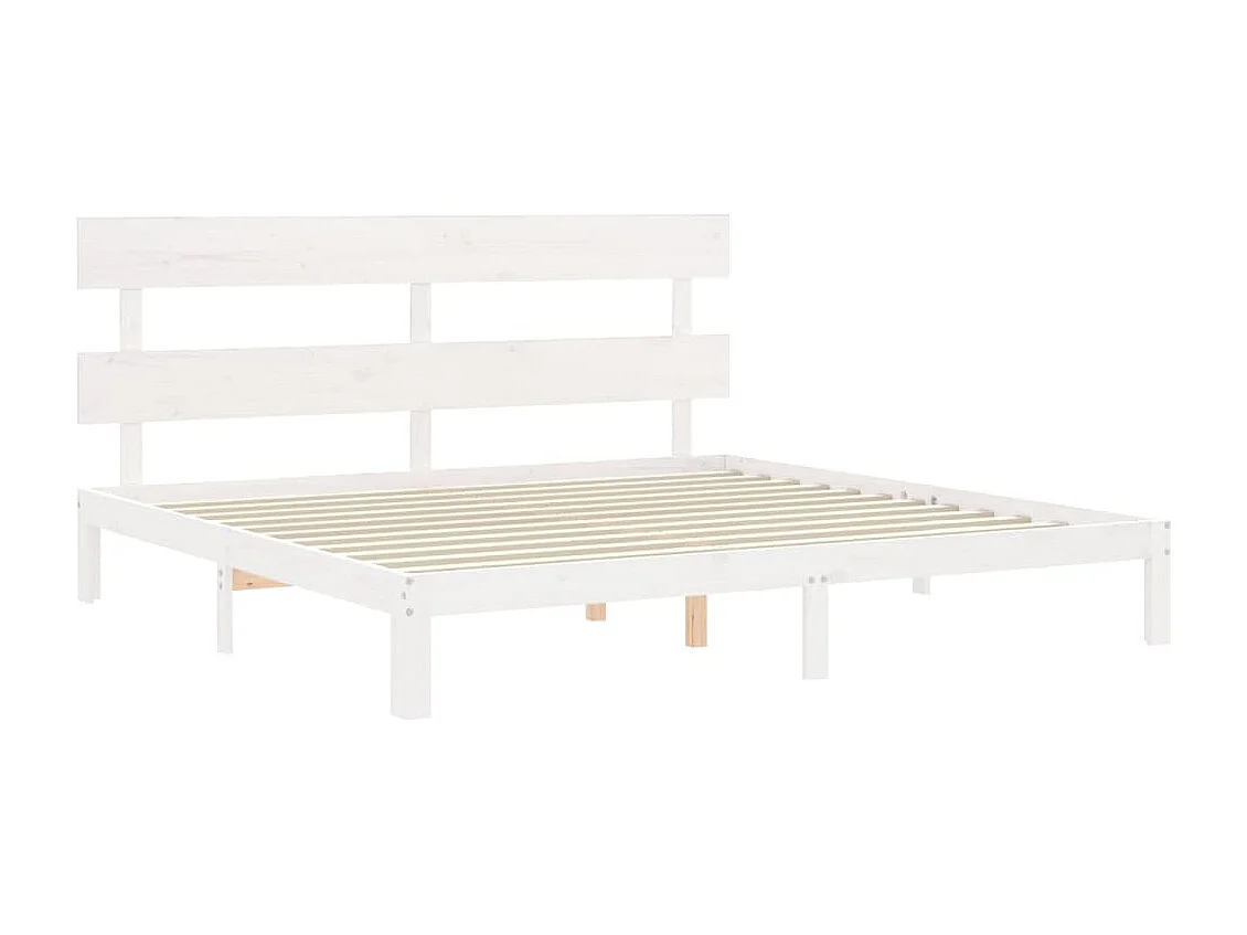 Lit double | Lit adulte | Cadre de lit blanc bois massif de pin 180x200 cm