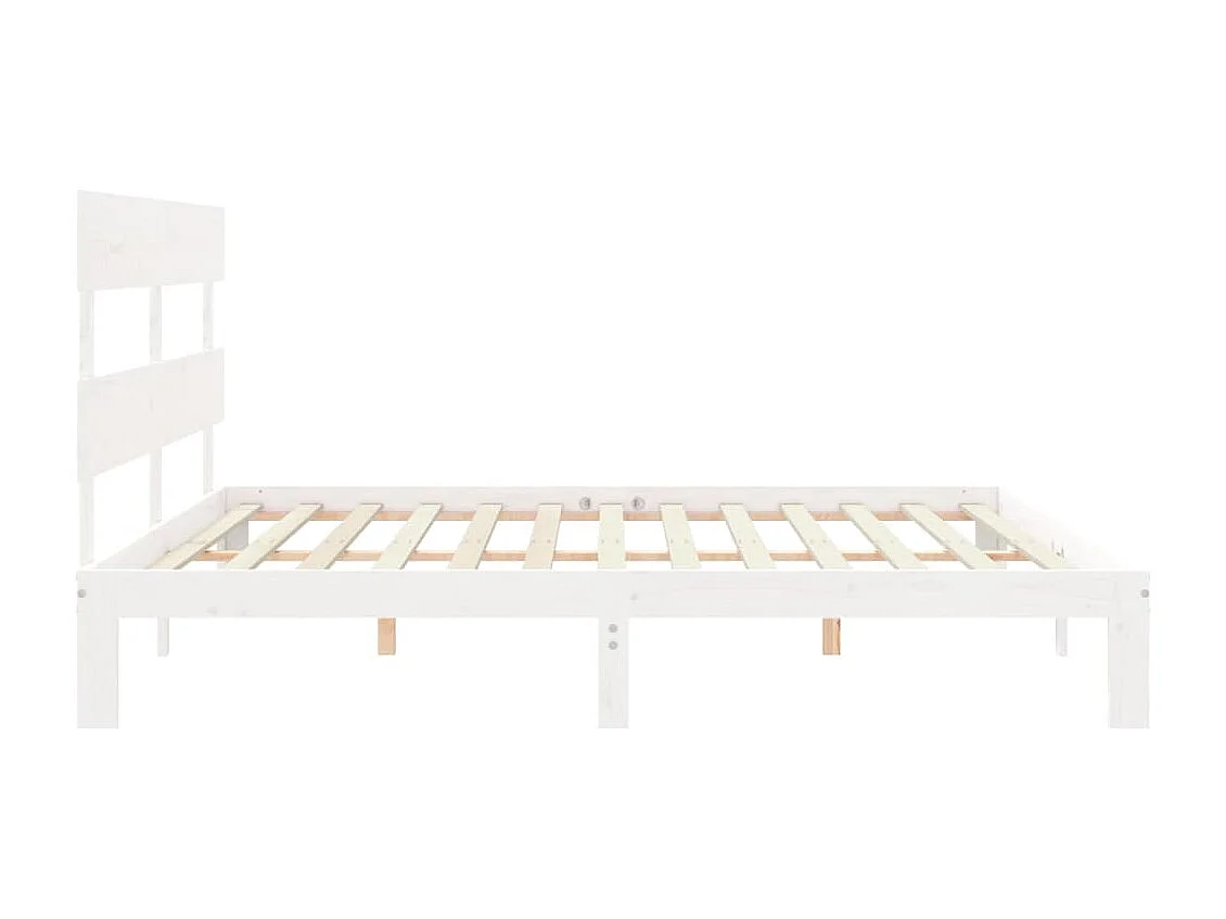 Lit double | Lit adulte | Cadre de lit blanc bois massif de pin 180x200 cm