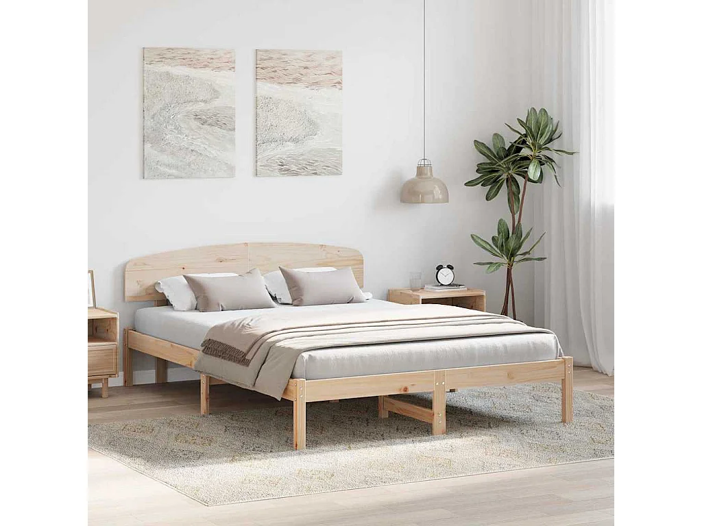 Lit double | Lit adulte | Cadre de lit Marron 150x200 cm Bois de pin massif