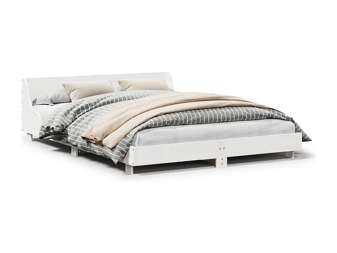 Lit double | Lit adulte | Cadre de lit blanc 150x200 cm bois de pin massif