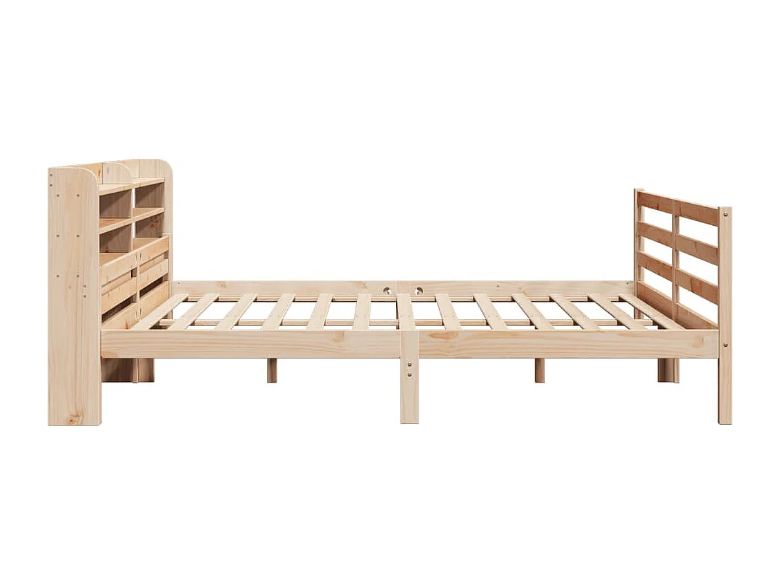 Letto per adulti | Letto matrimoniale | Giroletto con Testiera 200x200 cm in Legno Massello di Pino