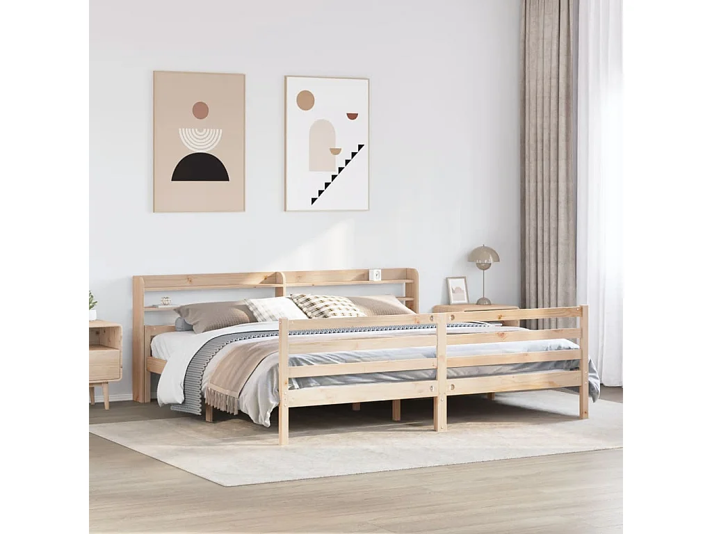 Lit double | Lit adulte | Cadre de lit avec tête de lit 200x200 cm