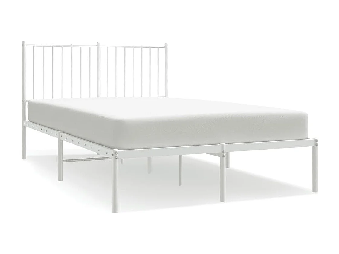 Lit simple | Lit adulte, enfant | Cadre de lit métal et tête de lit blanc 120x190 cm