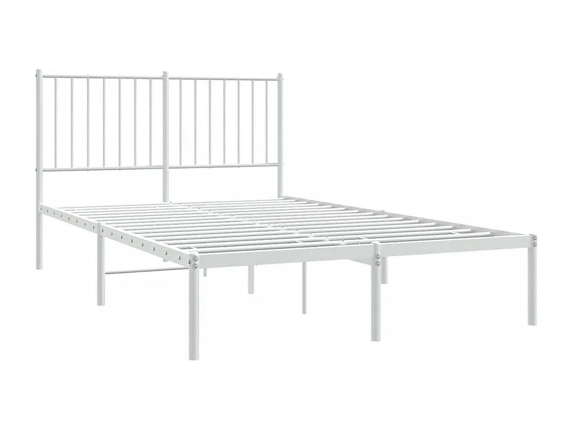 Lit simple | Lit adulte, enfant | Cadre de lit métal et tête de lit blanc 120x190 cm
