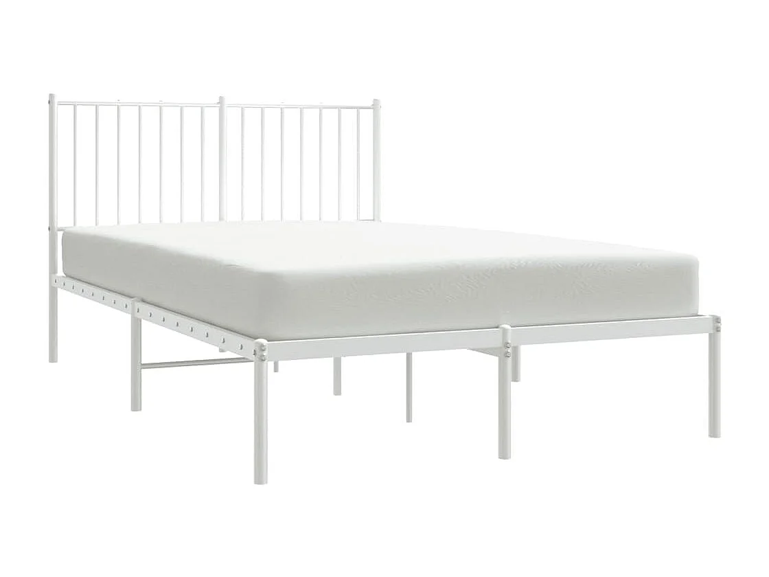 Lit simple | Lit adulte, enfant | Cadre de lit métal et tête de lit blanc 120x190 cm