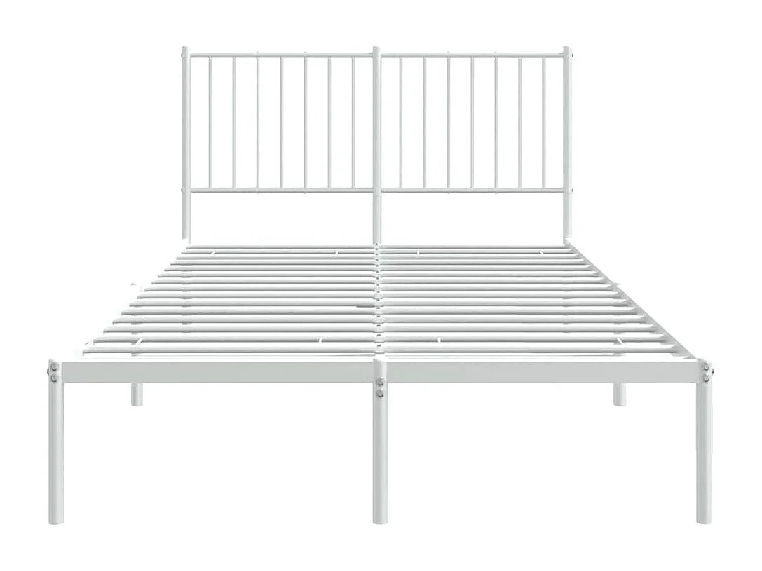 Lit simple | Lit adulte, enfant | Cadre de lit métal et tête de lit blanc 120x190 cm