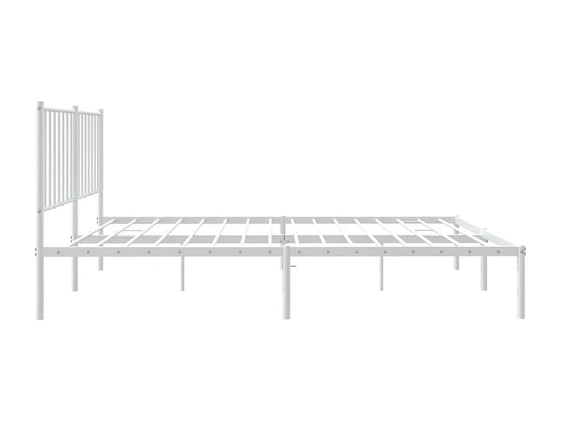 Lit simple | Lit adulte, enfant | Cadre de lit métal et tête de lit blanc 120x190 cm