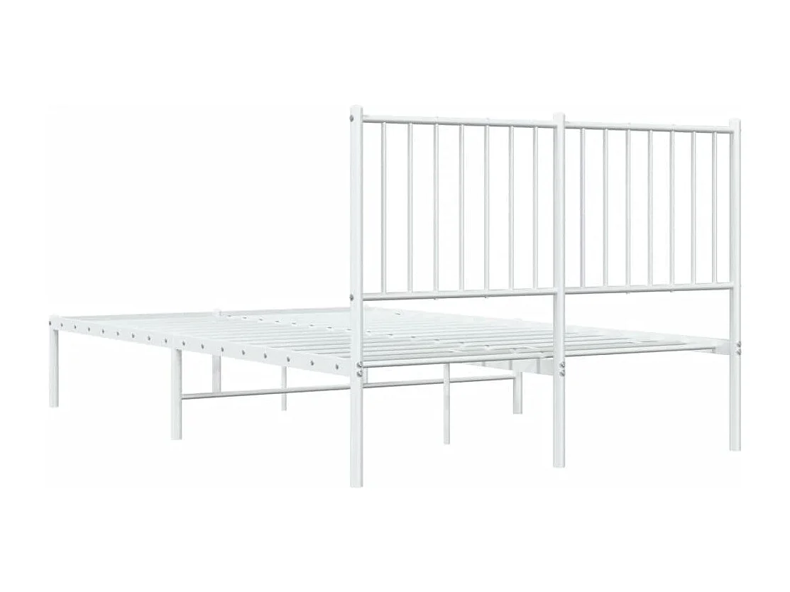 Lit simple | Lit adulte, enfant | Cadre de lit métal et tête de lit blanc 120x190 cm