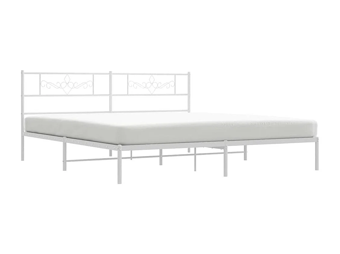 Lit double | Lit adulte | Cadre de lit métal et tête de lit blanc 183x213 cm