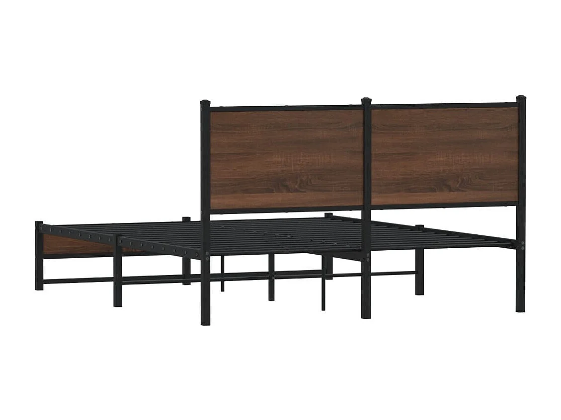 Lit double | Lit adulte | Cadre de lit en métal chêne marron 140x190 cm