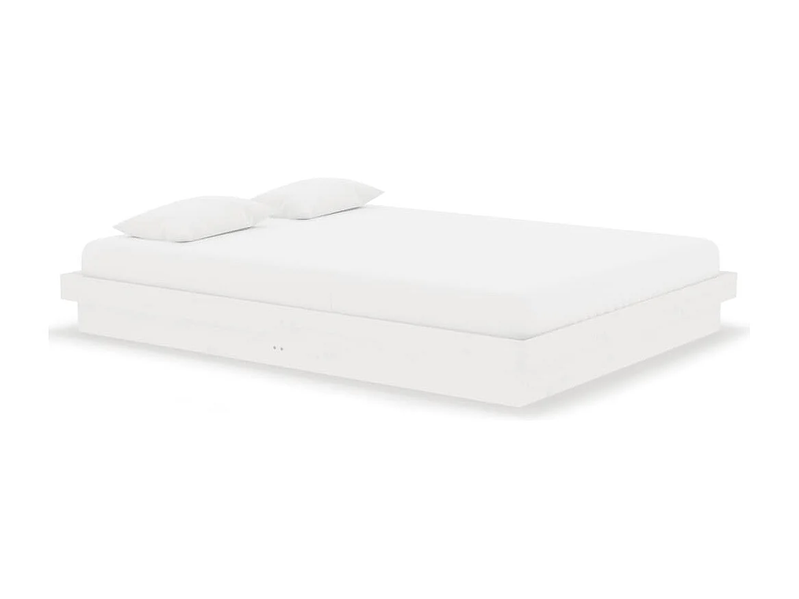 Lit double | Lit adulte | Cadre de lit blanc bois massif 135x190 cm