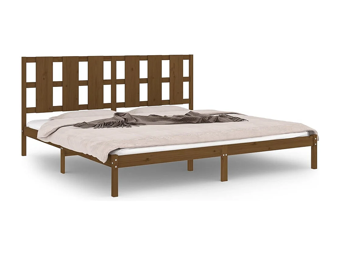 Lit double | Lit adulte | Cadre de lit marron miel 200x200cm bois pin massif