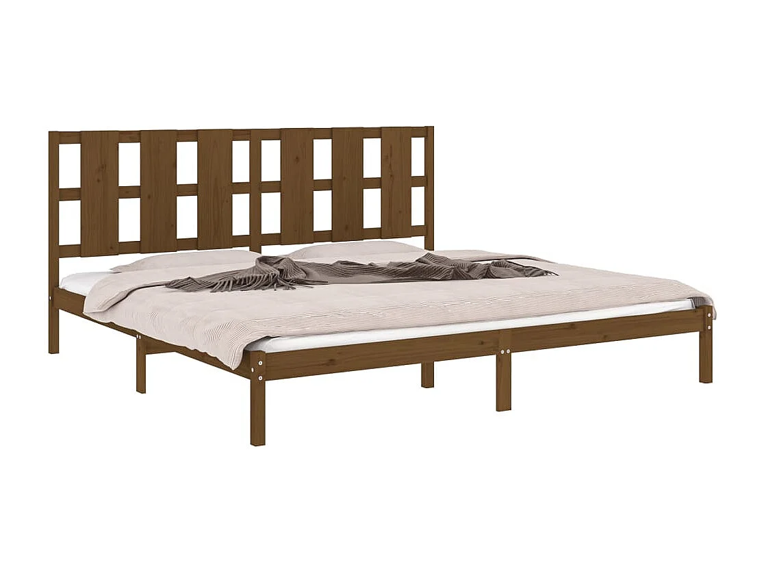 Lit double | Lit adulte | Cadre de lit marron miel 200x200cm bois pin massif