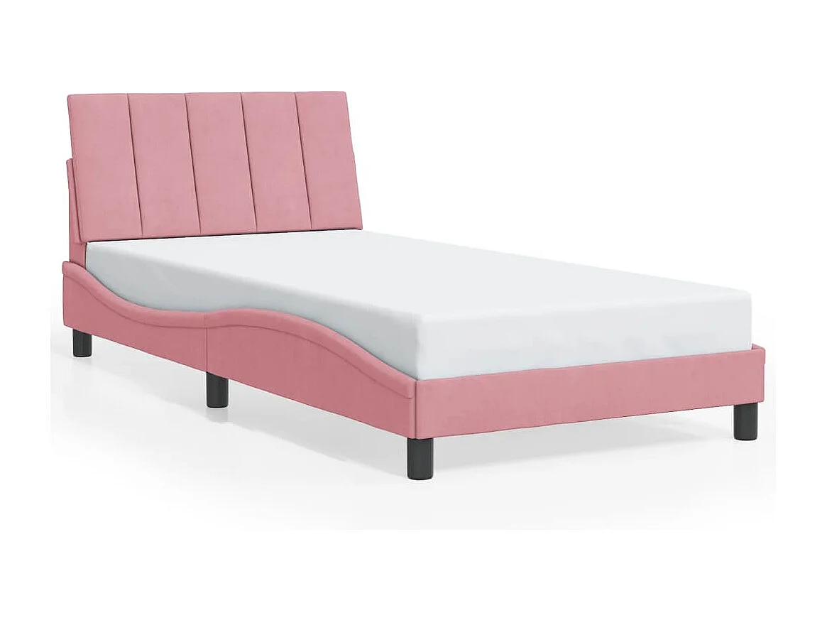 Letto per adulti | Letto singolo | Giroletto senza Materasso Hanko Rosa 100x200 cm in Velluto