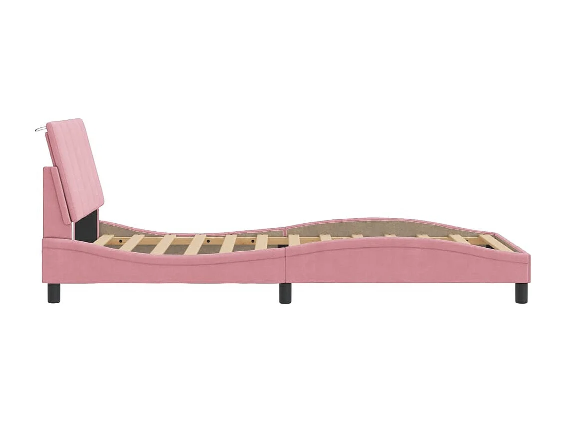 Letto per adulti | Letto singolo | Giroletto senza Materasso Hanko Rosa 100x200 cm in Velluto