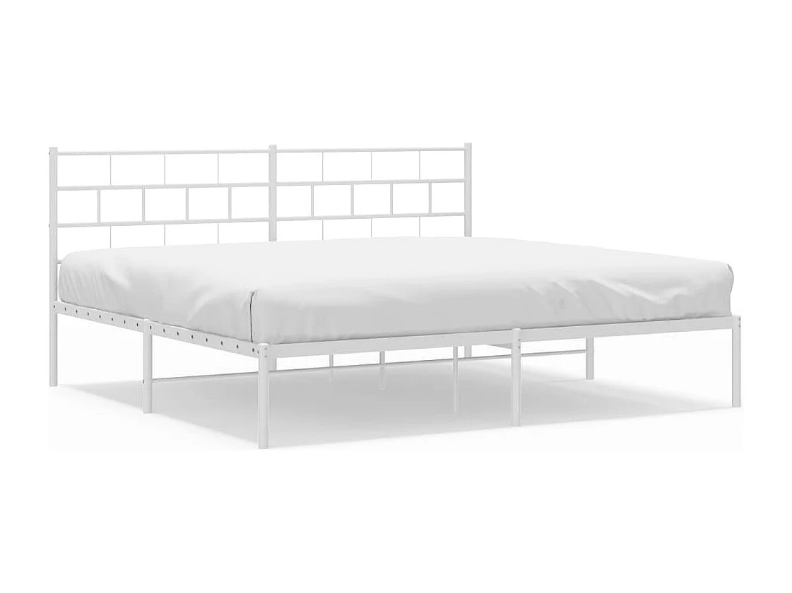Lit double | Lit adulte | Cadre de lit métal et tête de lit blanc 180x200 cm