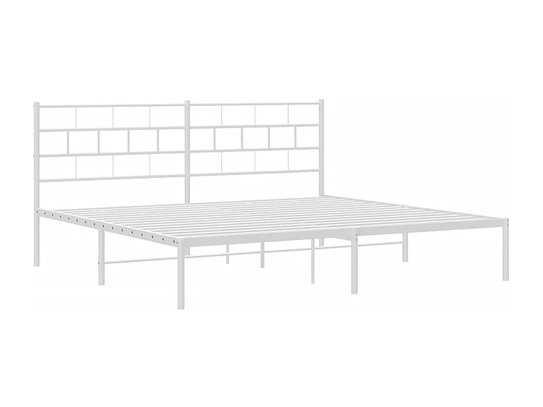 Lit double | Lit adulte | Cadre de lit métal et tête de lit blanc 180x200 cm