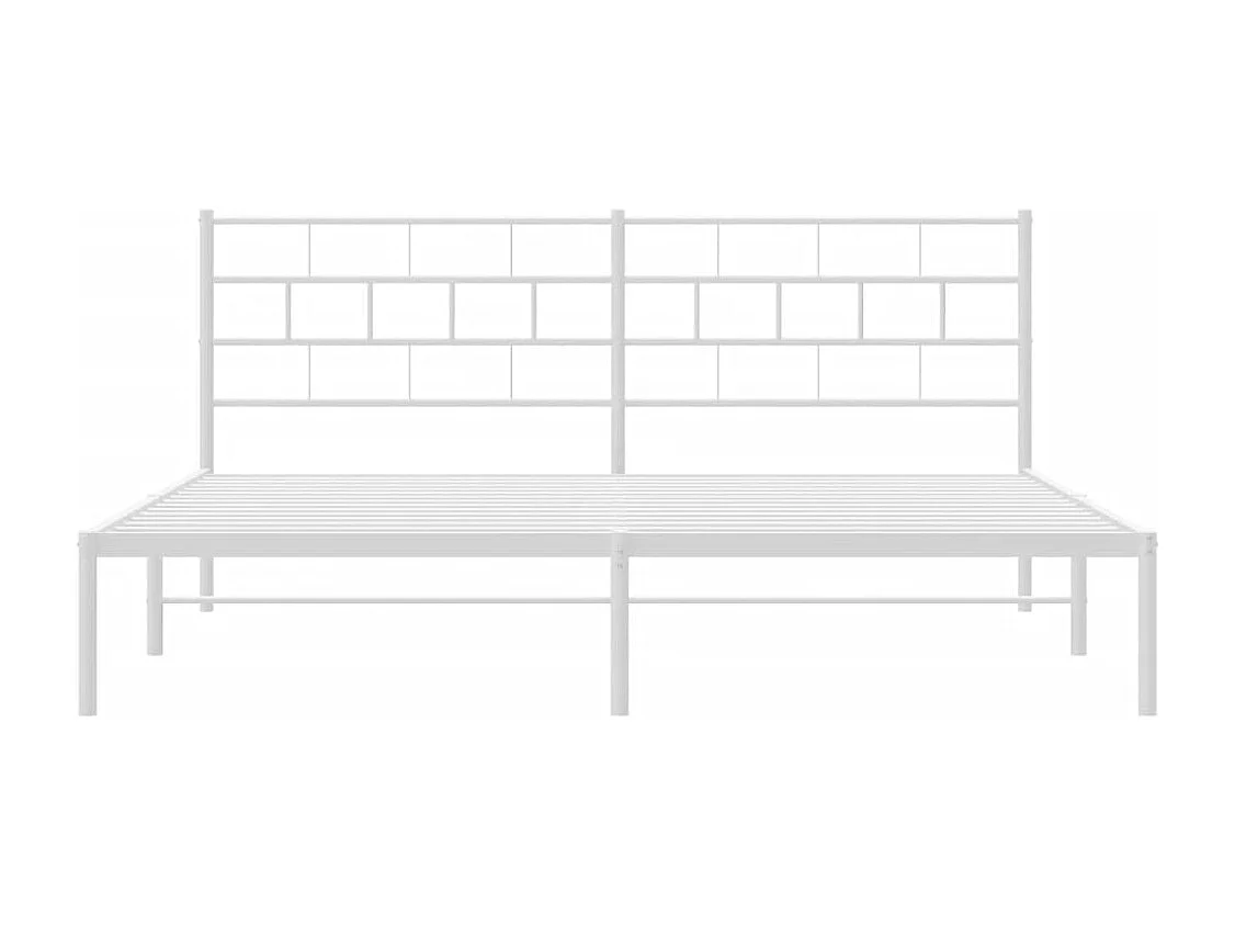 Lit double | Lit adulte | Cadre de lit métal et tête de lit blanc 180x200 cm