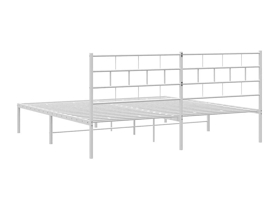 Lit double | Lit adulte | Cadre de lit métal et tête de lit blanc 180x200 cm