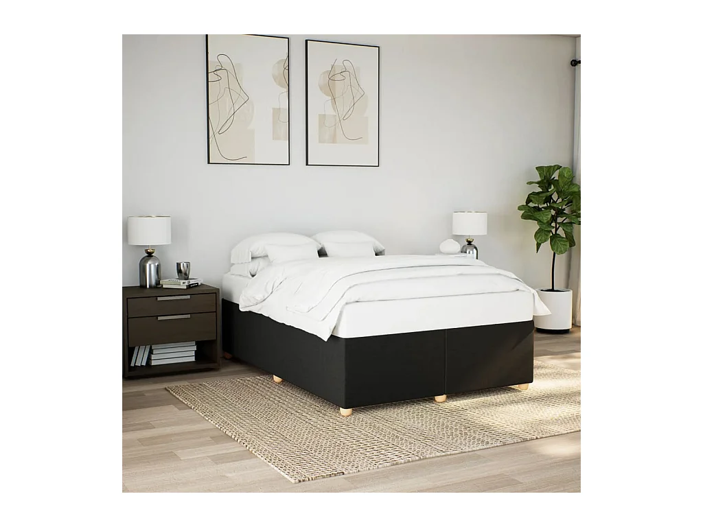 Lit double | Lit adulte | Cadre de lit noir 140x190 cm tissu