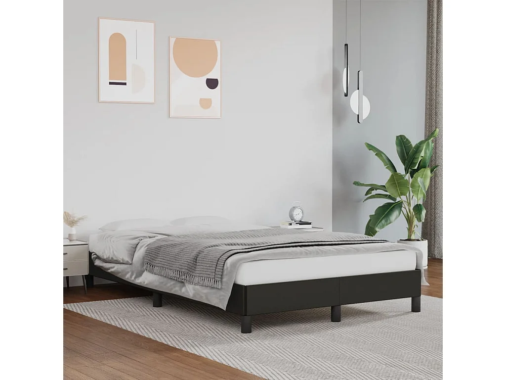 Lit simple | Lit adulte, enfant | Cadre de lit noir 120x190 cm similicuir