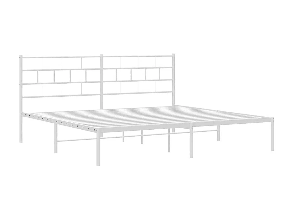 Lit double | Lit adulte | Cadre de lit métal et tête de lit blanc 183x213 cm