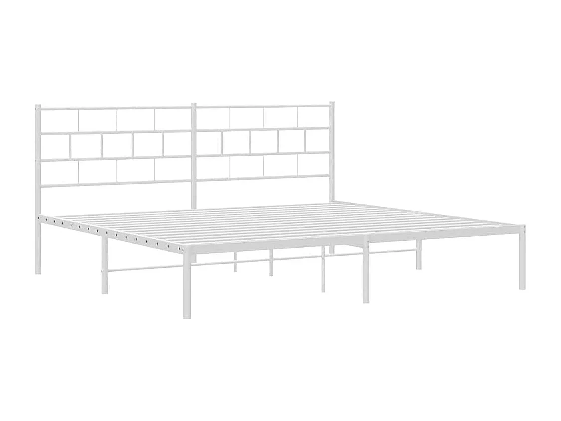 Lit double | Lit adulte | Cadre de lit métal et tête de lit blanc 183x213 cm