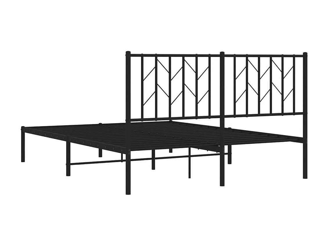 Lit double | Lit adulte | Cadre de lit métal avec tête de lit noir 140x200cm