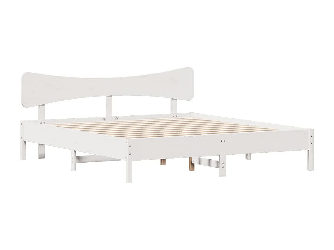 Lit double | Lit adulte | Cadre de lit blanc 160x200 cm bois de pin massif