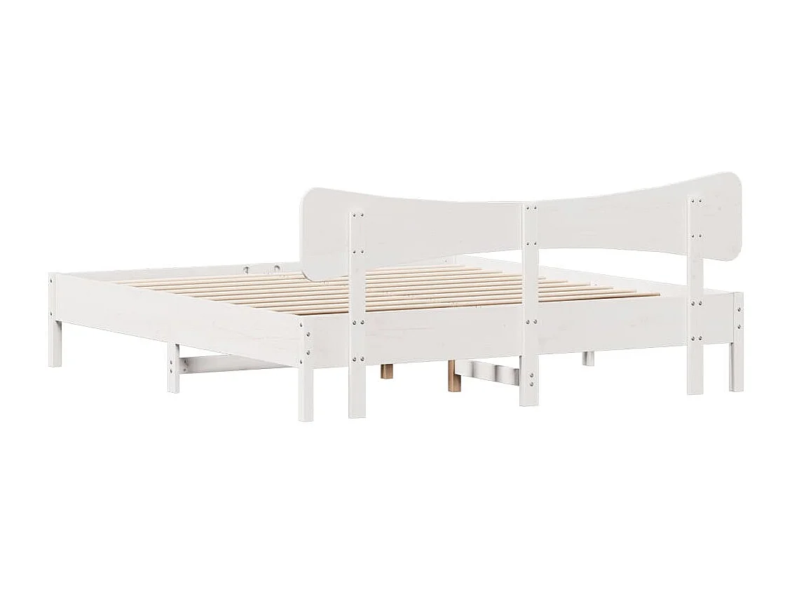 Lit double | Lit adulte | Cadre de lit blanc 160x200 cm bois de pin massif