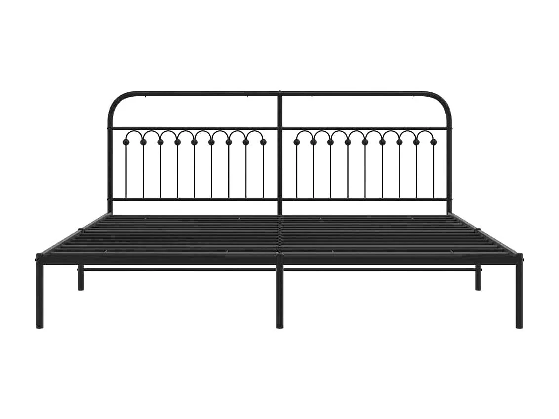 Lit double | Lit adulte | Cadre de lit métal avec tête de lit noir 193x203cm