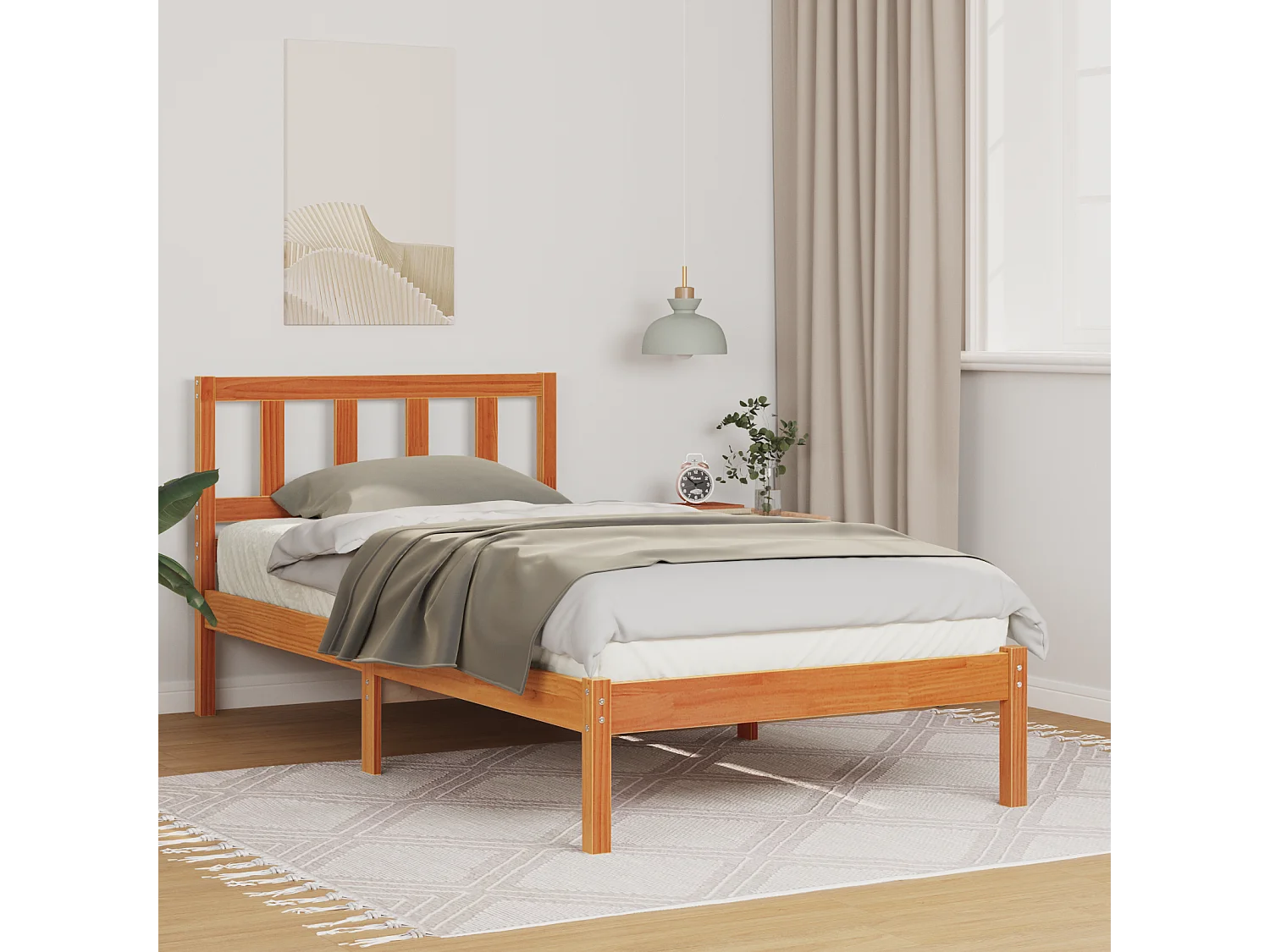 Lit simple | Lit adulte, enfant | Cadre de lit Marron cire 80x200 cm Bois massif en pin