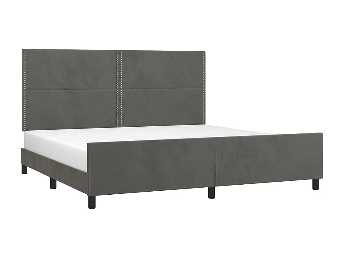 Lit double | Lit adulte | Cadre de lit gris foncé 200x200 cm velours