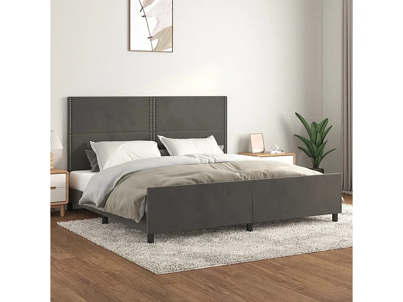 Lit double | Lit adulte | Cadre de lit gris foncé 200x200 cm velours