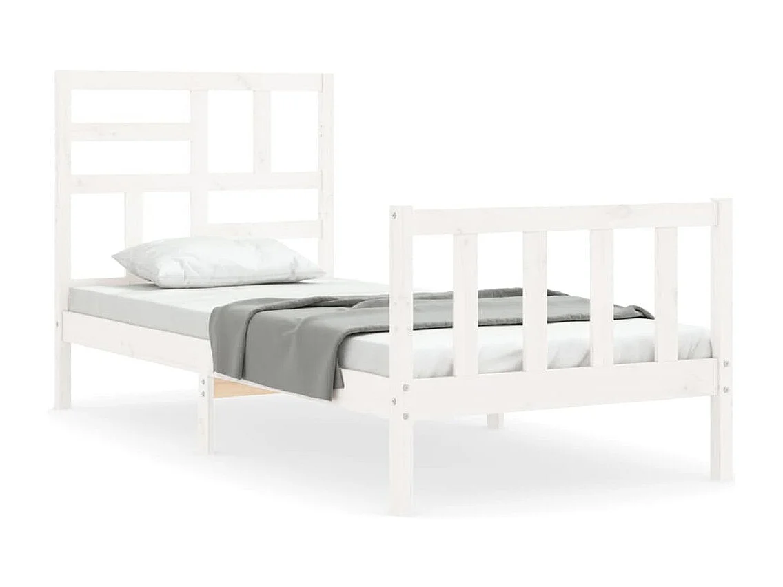 Lit simple | Lit adulte, enfant | Cadre de lit blanc 100x200 cm bois de pin massif