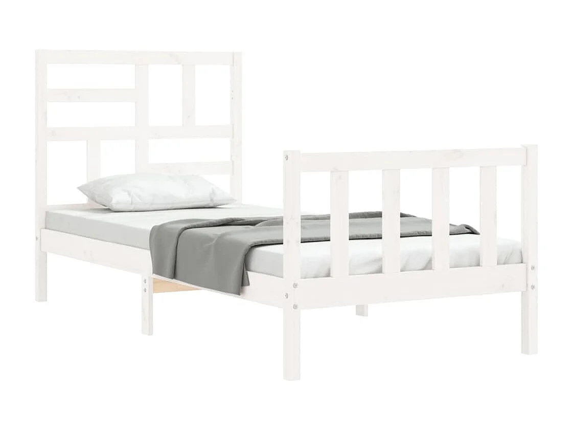 Lit simple | Lit adulte, enfant | Cadre de lit blanc 100x200 cm bois de pin massif