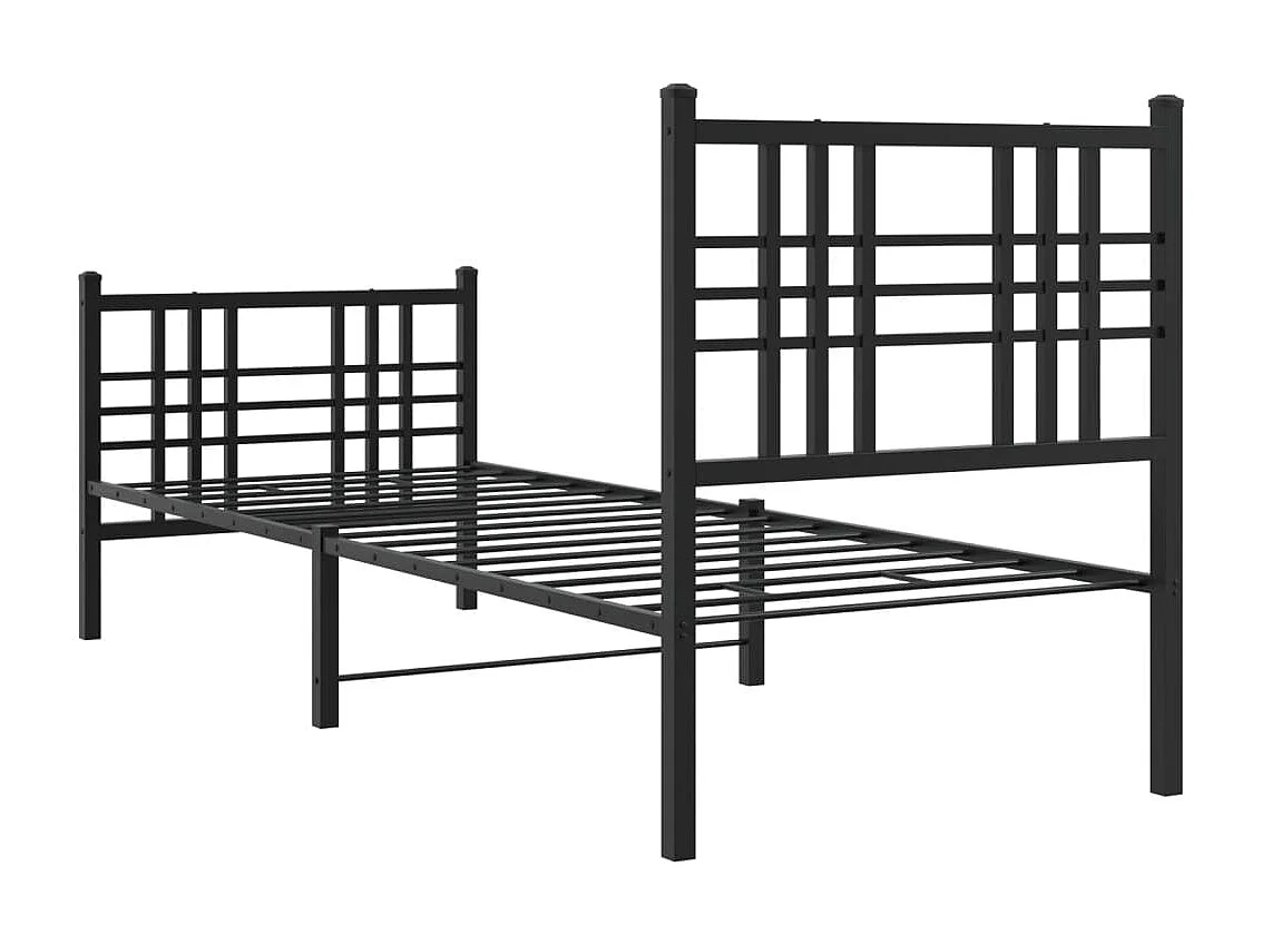 Lit simple | Lit adulte, enfant | Cadre de lit métal avec pied de lit noir 75x190 cm