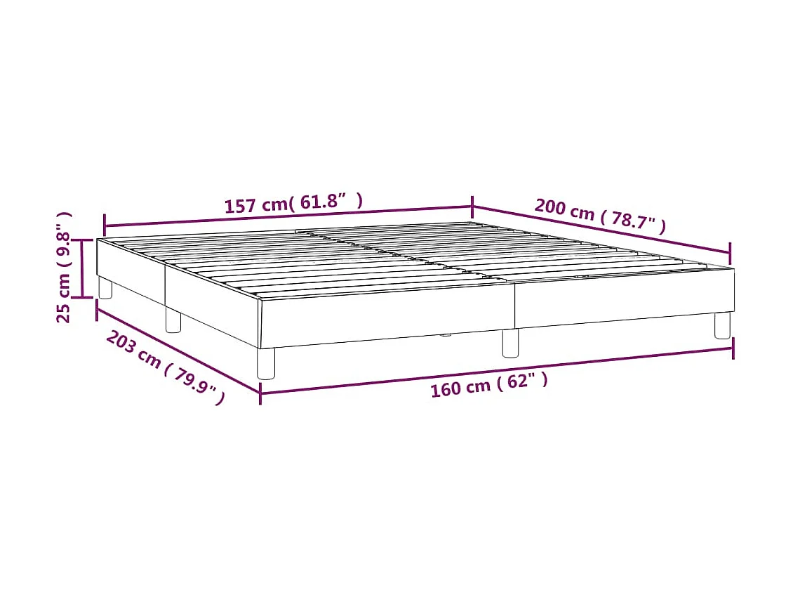 Lit double | Lit adulte | Cadre de lit noir 160x200 cm tissu