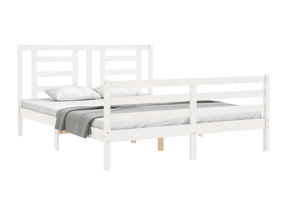 Lit double | Lit adulte | Cadre de lit blanc 160x200 cm bois massif