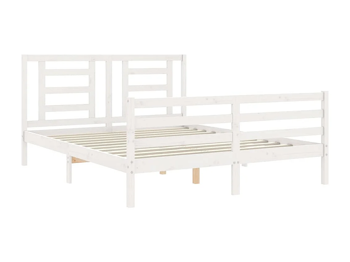 Lit double | Lit adulte | Cadre de lit blanc 160x200 cm bois massif