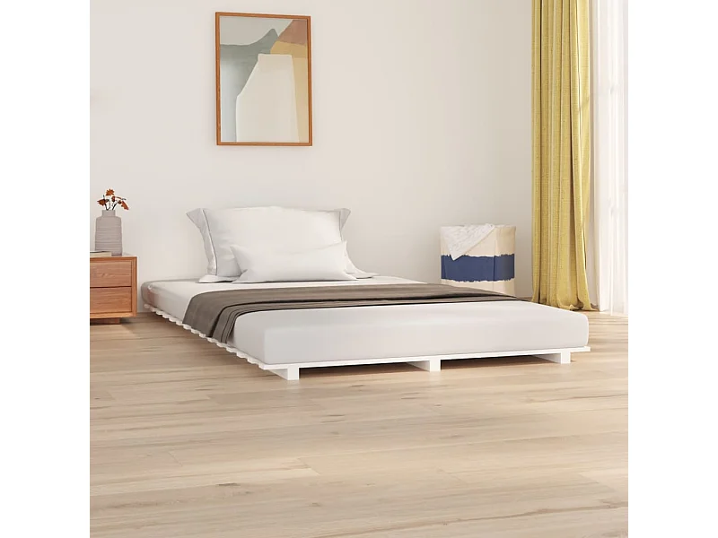 Lit double | Lit adulte | Cadre de lit blanc 150x200 cm bois de pin massif