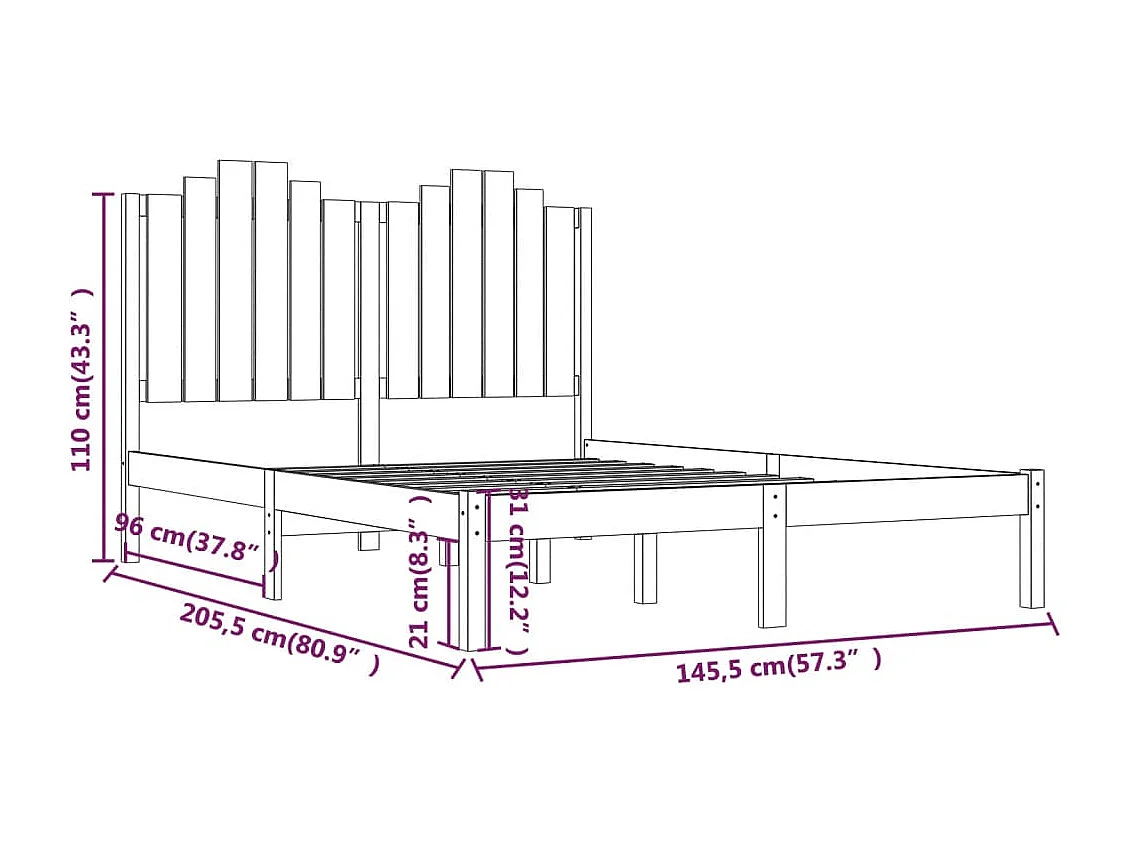 Lit double | Lit adulte | Cadre de lit Bois de pin massif 140x200 cm