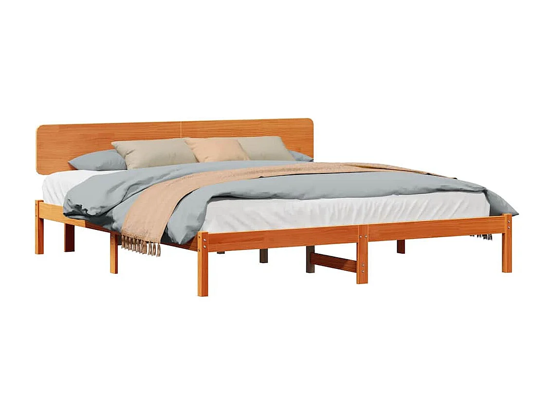 Lit double | Lit adulte | Cadre de lit Brun cire 180x200 cm Bois massif en pin