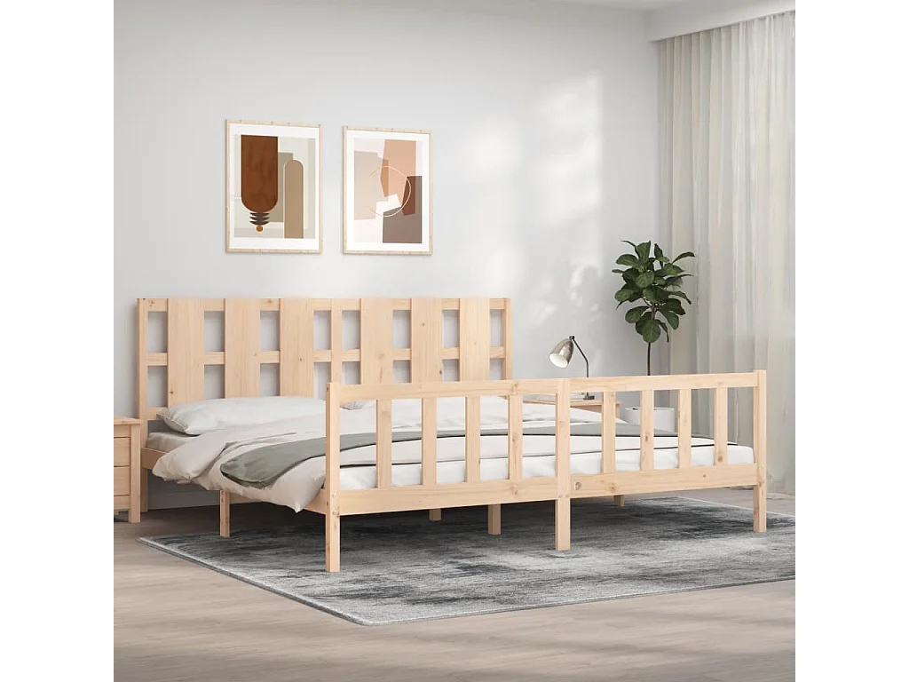 Lit double | Lit adulte | Cadre de lit 200x200 cm bois massif de pin