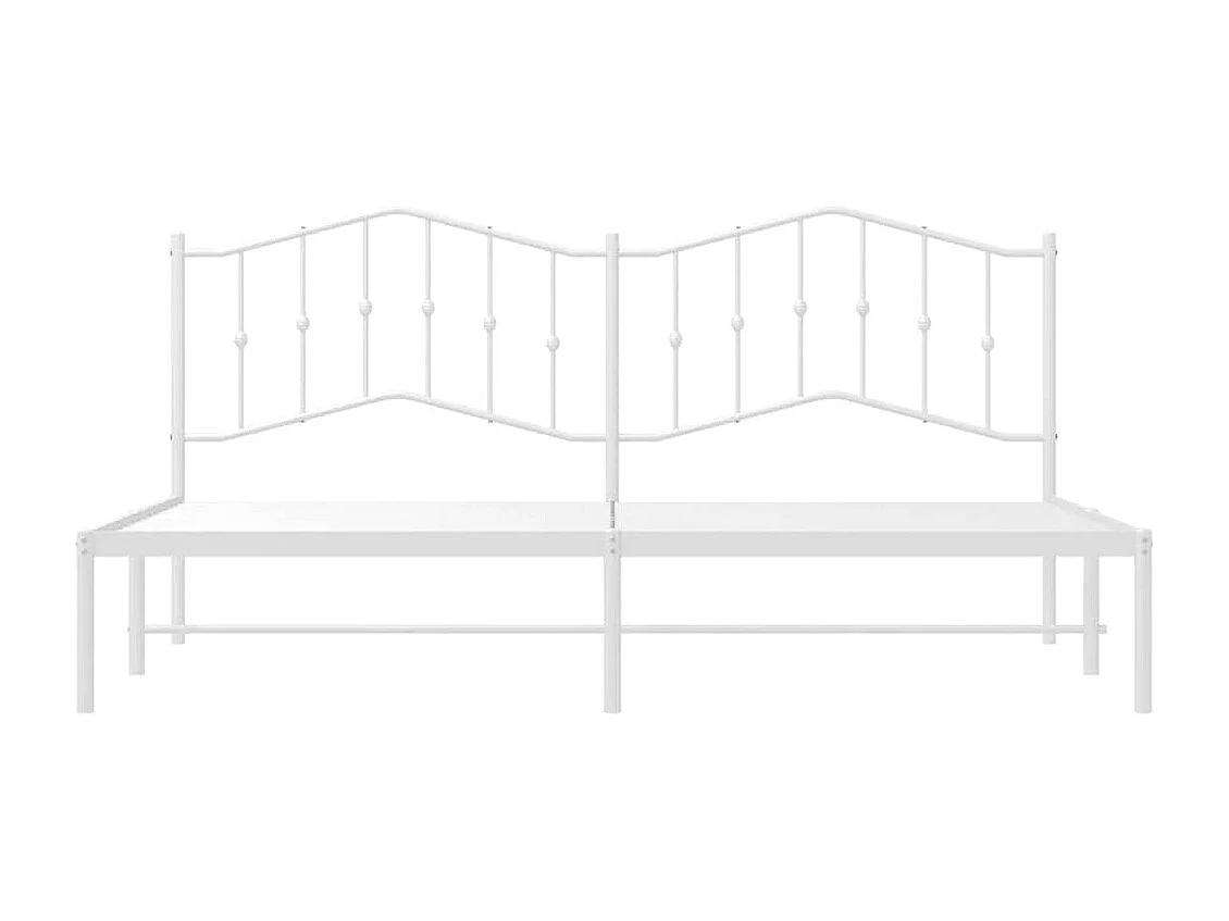 Lit double | Lit adulte | Cadre de lit métal et tête de lit blanc 193x203 cm