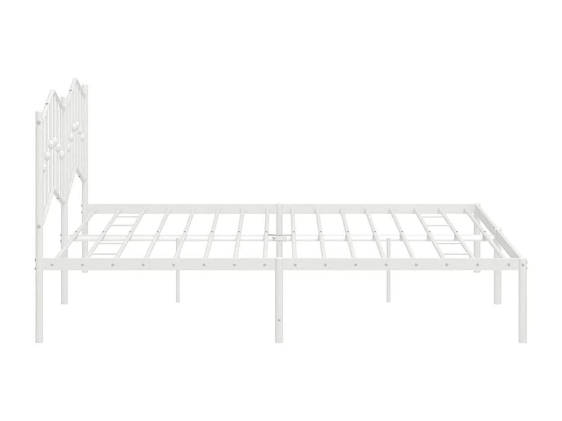 Lit double | Lit adulte | Cadre de lit métal et tête de lit blanc 193x203 cm